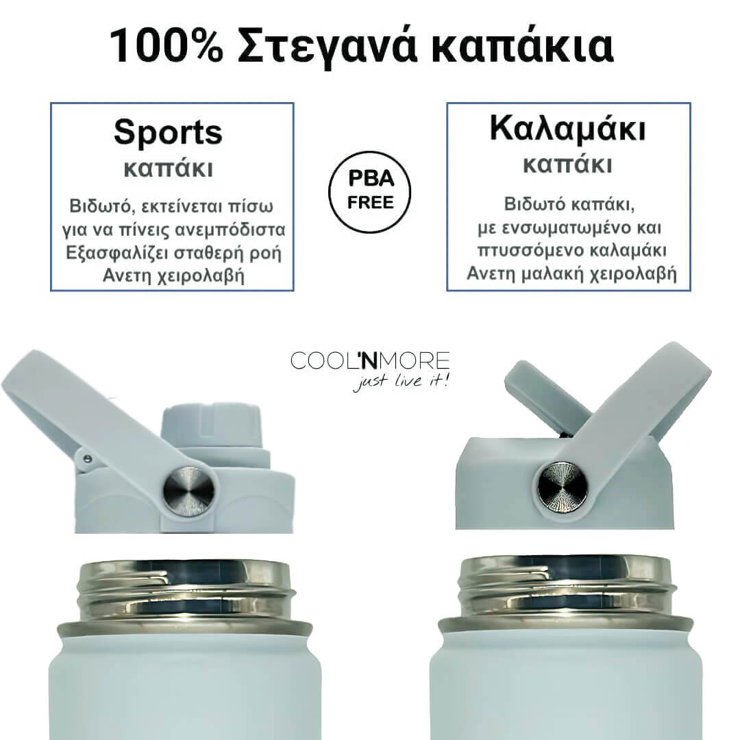Coolnmore Surf Θερμός Νερού 1 λίτρο - Wide Mouth Παγούρι Θερμός με καλαμάκι
