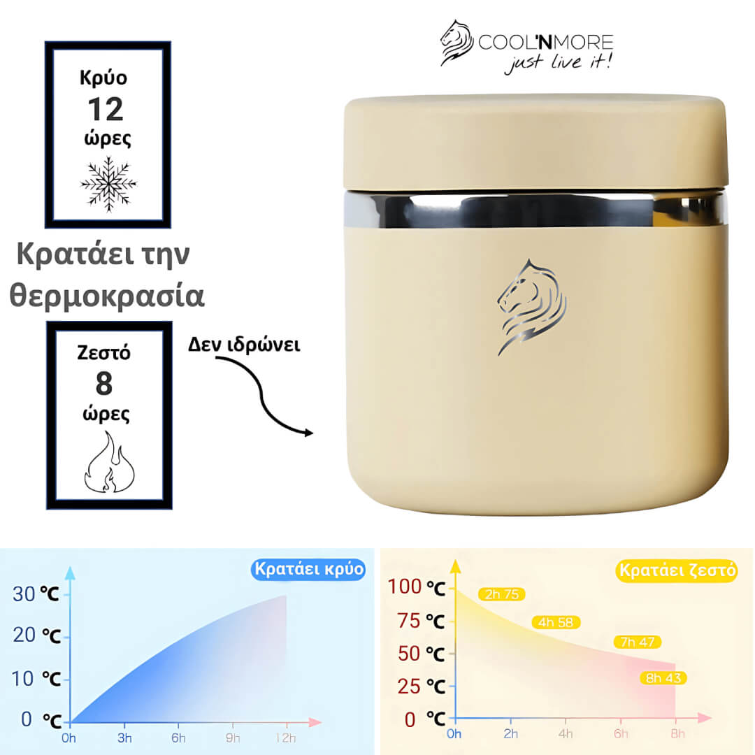 Θερμός φαγητού Coolnmore tan 600ml: Κρατήστε το φαγητό σας ζεστό έως 8ώρες ή κρύο έως 12 ώρες με το ανοξείδωτο δοχείο φαγητού Coolnmore. 