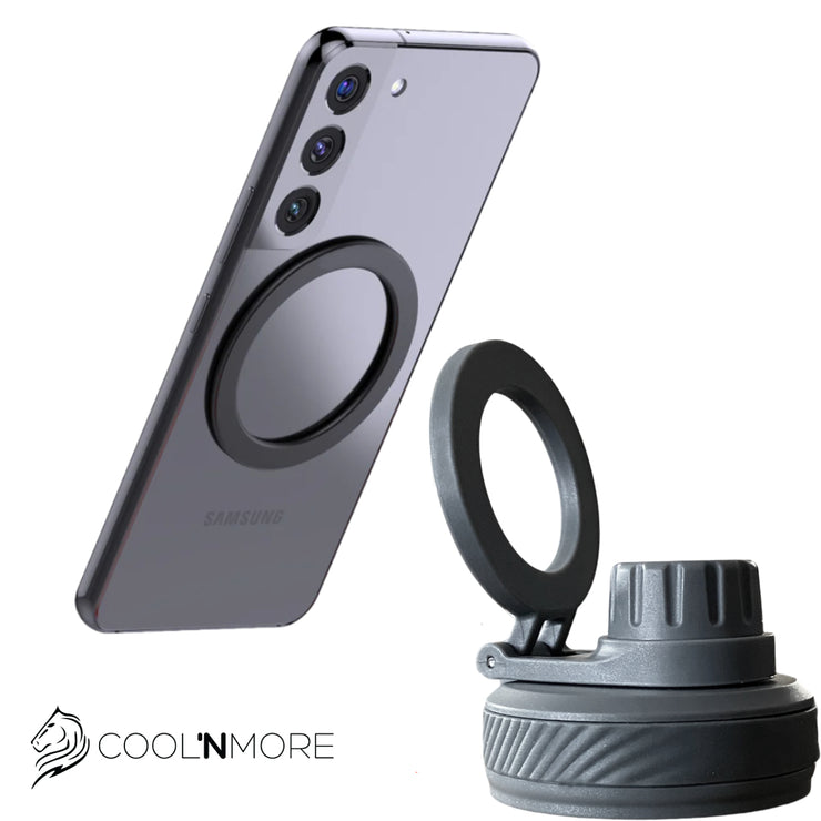 coolnmore lava grey παγουρι θερμος ανοξειδωτο με καλαμακι 1000ml γκρι ματ, με μαγνητικο δαχτυλιδι στηριξης κινητου