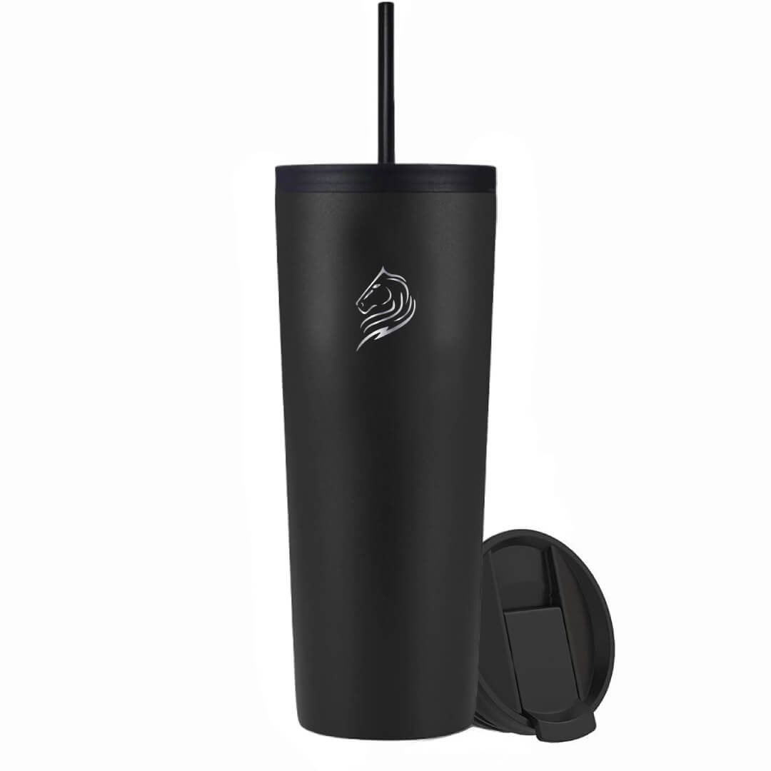 ποτήρι Θερμός καφέ με καλαμάκι Coolnmore 600ml Black από ανοξείδωτο ατσάλι. Τα καλύτερα θερμός διαθέτουν 2 στεγανά καπάκια για ζεστά & κρύα ροφήματα