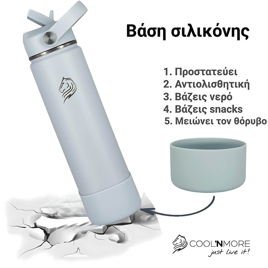 coolnmore θερμος νερου surf 750ml παγουρι θερμος με βαση σιλικονης