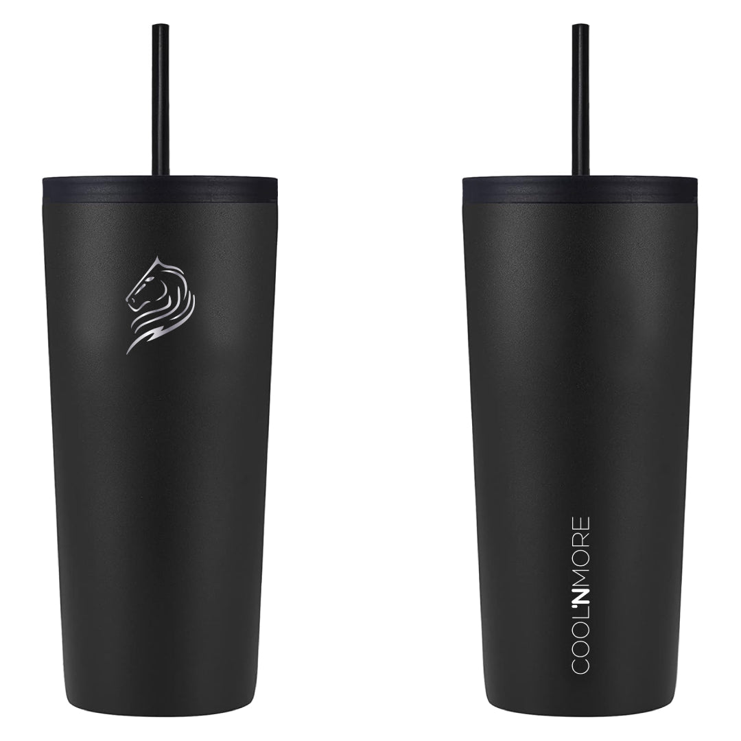 ποτήρι Θερμός καφέ με καλαμάκι Coolnmore 500ml Black από ανοξείδωτο ατσάλι. Τα καλύτερα θερμός διαθέτουν 2 στεγανά καπάκια για ζεστά & κρύα ροφήματα. Ασφαλή θερμος για παιδιά