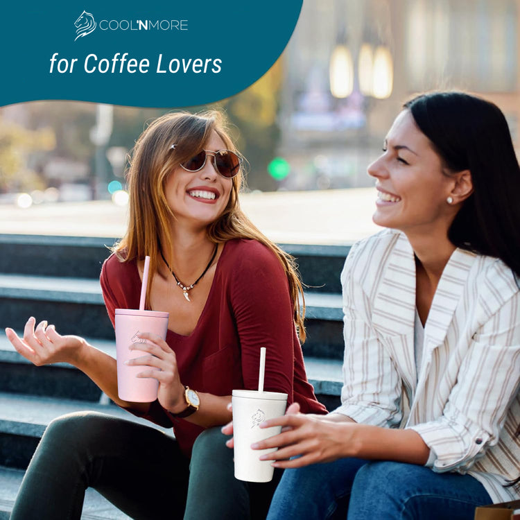 coolnmore θερμος ποτηρι για καφε 100% στεγανο με 2 καπακια ροζ