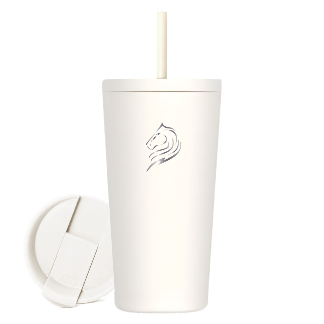 Θερμός ποτήρι καφέ Coolnmore white 350ml από ανοξείδωτο ατσάλι με καλαμάκι. 