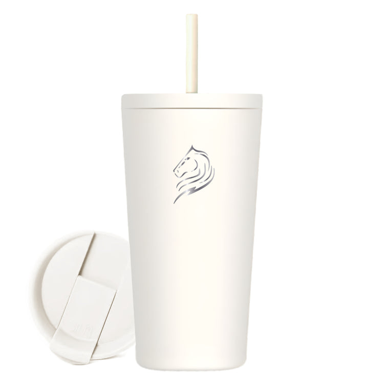 Θερμός ποτήρι καφέ Coolnmore white 350ml από ανοξείδωτο ατσάλι με καλαμάκι. 