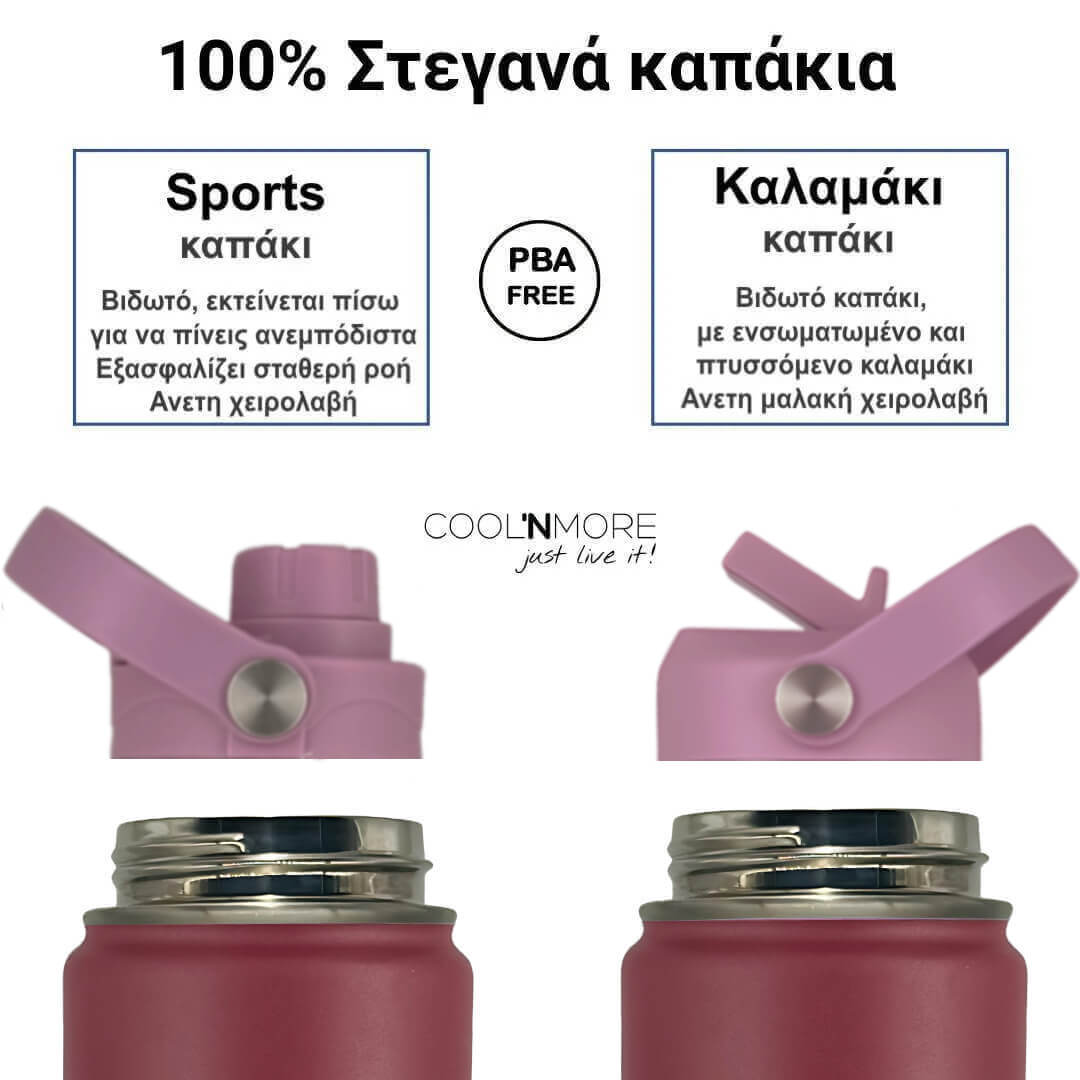 Coolnmore Vespera 500ml - Παγούρι Θερμός Νερού και Καφέ - Μπουκάλι Θερμός με 7 Αξεσουάρ