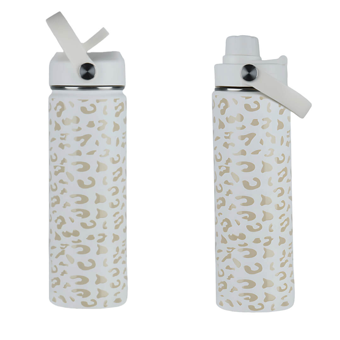 Coolnmore White Leopard παγούρι θερμός 500ml με καλαμάκι και 7 αξεσουάρ