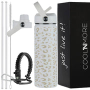 Coolnmore White Leopard παγούρι θερμός 500ml με καλαμάκι και 7 αξεσουάρ