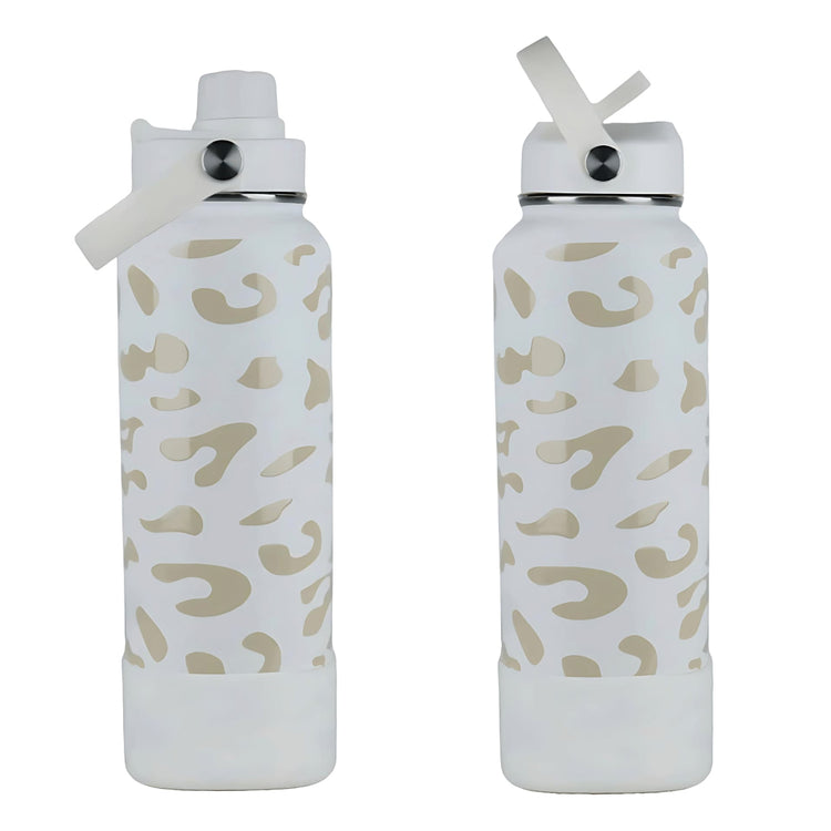 coolnmore white leopard θερμός 1 λίτρο με αποσπώμενη βάση σιλικόνης