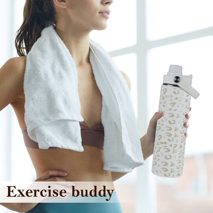 Coolnmore White Leopard παγούρι θερμός 500ml με καλαμάκι και 7 αξεσουάρ
