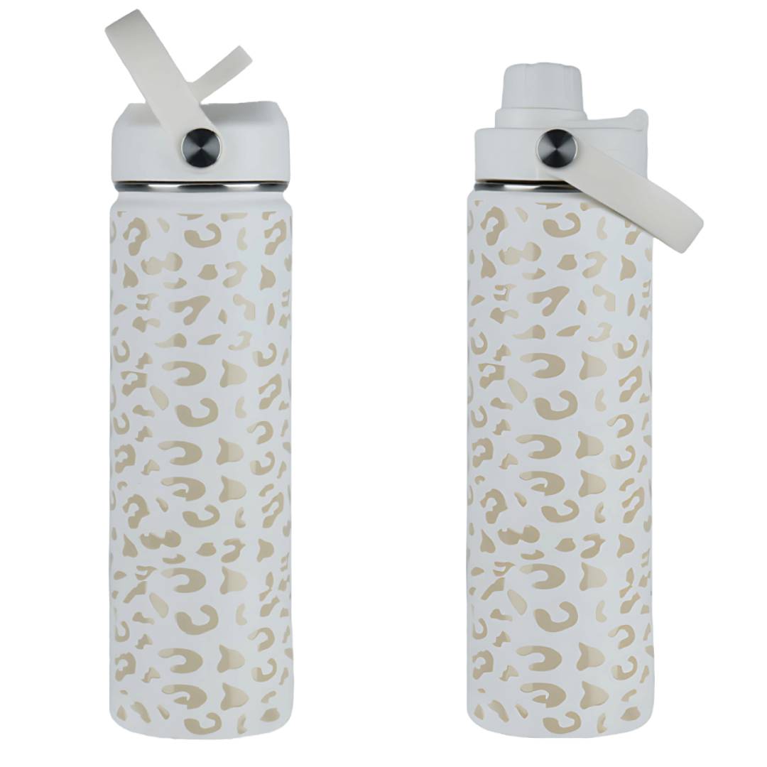coolnmore white leopard θερμος 750ml με καλαμακι και sports καπακι