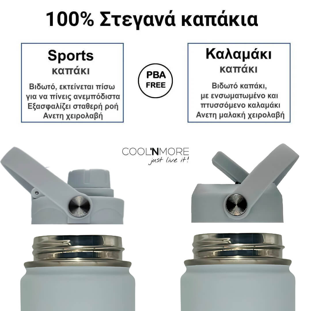 coolnmore θερμος νερου surf 750ml παγουρι θερμος με δυο καπακια