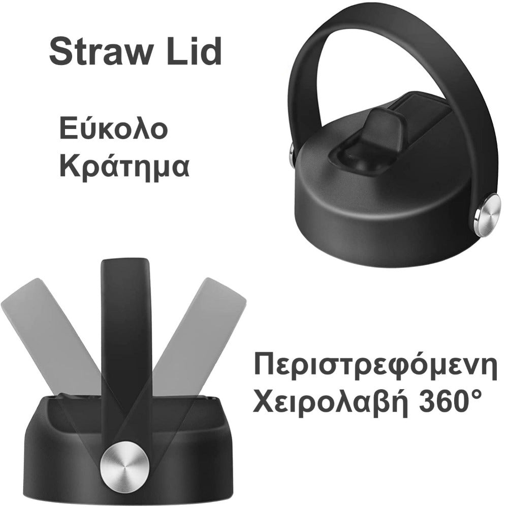 coolnmore καπάκι με καλαμάκι για θερμός νερου καφε με χειρολαβή