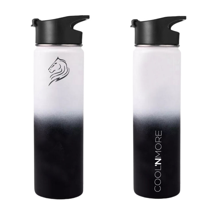 θερμος νερου 750ml με flip καπάκι coolnmore raven ασπρο μαυρο